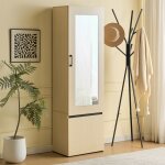 Buffet haut - tanant - 180 cm - 2 portes - miroir intgr - style moderne scandinave