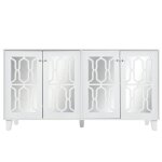 Buffet miroir blanc lumineux 160cm - poignes cristal luxe & 4 portes lgantes pieds en bois massif ...
