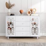 Buffet buffet miroir blanc avec poign�es en cristal cool pour salon et salle � manger 1475 x 40 x 102 ...