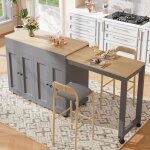 Buffet mobile avec table � manger extensible moderne - merax - �lot de cuisine central sur roulettes ...