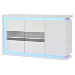 Buffet moderne 140 cm haut brillant - 4 cases portes en verre tremp et clairage led - idal pour lentre ...