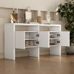 Buffet moderne - 140 x 75x35cm - buffet de cuisine avec 2 compartiments ouverts et 4 portes - blanc