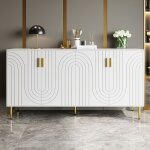 Buffet moderne 152 x 40 x 75 cm - buffet bas salle a manger design unique en vaguespoignées et pieds ... Buffet moderne 152 x 40 x 75 cm - buffet bas salle a manger design unique en vaguespoignées et pieds ...