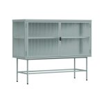 Buffet moderne 2 portes 110 cm en m�tal et verre vert sauge - oviala