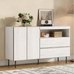 Buffet moderne 2 portes 2 tiroirs buffet bahut etag�res ouvertes buffet de salon 140x42x77 cm meuble ...