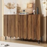 Buffet bahut - tanant - moderne - 3 portes ondul�es - brun - 120x35x80 cm