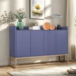 Buffet moderne 4 portes armoire de cuisine avec �tag�res r�glables bahut finition mate meuble de rangement ...