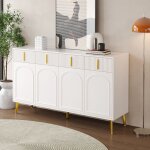 Buffet moderne buffet bahut de salon 4 tiroirs et 4 portes rangement buffet bas 140x37. 8x82 cm pieds ...