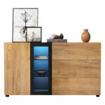 Buffet moderne avec �clairage led 3 tiroirs meuble cuisine rangement avec 1 portes armoire de cuisine ...