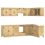 Buffet moderne en pin massif - vidaxl - miel - 80x80x81. 5 cm - 4 tiroirs - 7 �tag�res - 15 portes � ...