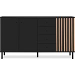 Buffet - monza - décor noir / chêne artisan - 3 portes - 4 tiroirs - 160 x 90 x 40 cm Buffet - monza - décor noir / chêne artisan - 3 portes - 4 tiroirs - 160 x 90 x 40 cm