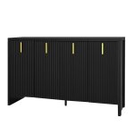 Buffet - buffet noir 4 portes tiroirs et �tag�res r�glables bahut contemporain pour salon - 140�38�80 ...