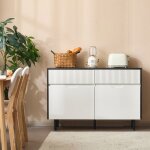 Buffet noir et blanc 120 cm avec design lgant tagres rglables et tiroirs silencieux parfait pour ...