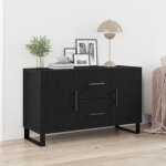 Buffet bas - ch�ne noir - 2 portes - 100x36x60 cm - finition mate - style contemporain