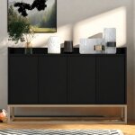 Buffet avec placard 4 portes - avec �tag�res r�glables - pieds en m�tal - commode moderne - sans poign�e ...