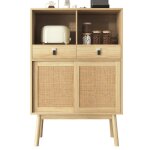 Buffet portes avec tissage en rotin vritable deux tiroirs deux portes et deux compartiments ouverts80 ...