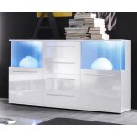 Buffet punch avec armoire + buffet blanc brillant - trend team - 1119 - 873 - 01 - 2 portes - 4 tiroirs ...