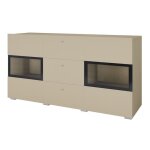 Buffet ramos 130 cm ? beige clair ? 2 portes vitr�es et 3 tiroirs ? sans led