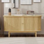 Buffet de rangement 138x43x75cm - 2 portes coulissante - pieds en pin - vintage moderne - étagère réglables ... Buffet de rangement 138x43x75cm - 2 portes coulissante - pieds en pin - vintage moderne - étagère réglables ...