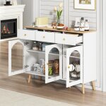 Buffet avec rangement meuble bar de 94 cm de haut avec 3 tiroirs et 3 portes bombées en verre trempé ... Buffet avec rangement meuble bar de 94 cm de haut avec 3 tiroirs et 3 portes bombées en verre trempé ...