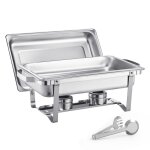 Lot de 4 chauffe - plat 75 l - duoku - buffet de r�chauds rectangulaire - acier inoxydable - 4 bacs pleine ...