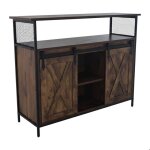 Buffet relaxdays portes coulissantes hxlxp 80�100�33 cm 6 niches rangement cuisine et salon brun / noir ...