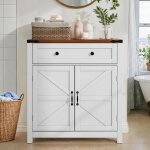 Buffet rustique avec 2 portes et 1 tiroir buffet bas casiers buffet de cuisine blanc avec comptoirs en ...