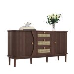 Buffet salle à manger - jaerliub - 3 tiroirs en rotin - 1405 cm - marron - contemporain Buffet salle à manger - jaerliub - 3 tiroirs en rotin - 1405 cm - marron - contemporain