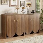 Buffet salle a manger bas bois 147x40x80 cm meuble de rangement salon avec 4 portes tagres rglables poignes ...