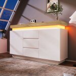 Buffet salle � manger brillant - 2 portes - 3 tiroirs - �clairage led
