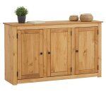 Buffet salle � manger cancun l 135 cm en bois massif finition laqu�e avec 3 portes battantes