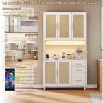Buffet de salle  manger avec led meubles de rangement avec 5 portes et 3 tiroirs meuble cuisine avec ...