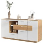Buffet salle a manger avec led rangement 2 portes e 4 tiroirs �tag�res en verre moderne meubles salon ...