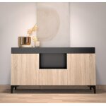 Buffet bahut - noir et somona - 130 x 70 x 325 cm