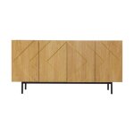 Buffet en bois naturel moderne ? meuble de rangement salon avec 4 portes �tag�res r�glables pieds m�tal ...