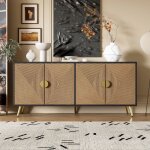 Buffet de salon avec 4 portes meuble de rangement pieds en métal buffet bas moderne 160x40x75cm pour ... Buffet de salon avec 4 portes meuble de rangement pieds en métal buffet bas moderne 160x40x75cm pour ...