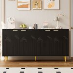 Buffet de salon bahut 4 portes 160x80x40 cm buffet moderne buffet bas meuble de rangement armoire noir ...