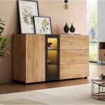 Buffet salon bahut moderne - grand buffet bahut avec eclairage led - 1 portes 3 tiroirs - meuble de rangement ...