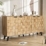 Buffet salon buffet bahut moderne meuble de rangement 4 portes etagre ouverte bois 160. 5x35. 5x78 cm ...