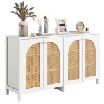 Buffet salon bas meuble dentre 4 portes en rotin style minimaliste armoire de cuisine avec tagre145x40x80cm ...