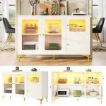 Buffet de salon bas moderne meuble dentre elgant  clairage led buffet bahut 4 portes commode moderne ...