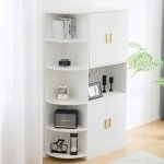 Buffet de salon blanc meuble angle salon avec 4 portes et compartiments ouverts meubles de rangement ...