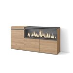 Buffet bahut enfilade 3 portes 158x35x75cm 1feu lectrique xxl beige rf3291