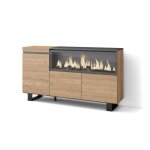 Buffet bahut enfilade meuble de sjour 158x35x87 pour salon 1feu lectrique xxl couleur beige rf3293