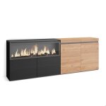 Buffet bahut enfilade 4 portes 208x35x75cm 1feu électrique xxl beige et noir rf3219 Buffet bahut enfilade 4 portes 208x35x75cm 1feu électrique xxl beige et noir rf3219