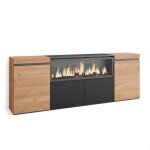 Buffet bahut enfilade 4 portes 208x35x75cm 1feu lectrique xxl beige et noir rf3220