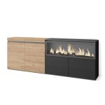 Buffet bahut enfilade 4 portes 208x35x75cm 1feu lectrique xxl beige et noir rf3221