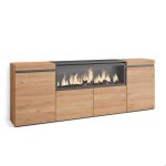 Buffet bahut enfilade 4 portes 208x35x75cm 1feu lectrique xxl beige rf3226