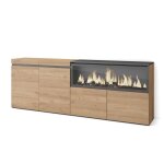 Buffet bahut enfilade 4 portes 208x35x75cm 1feu lectrique xxl beige rf3227