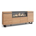 Buffet bahut enfilade meuble de sjour 208x35x87 1feu lectrique xxl couleur beige rf3229